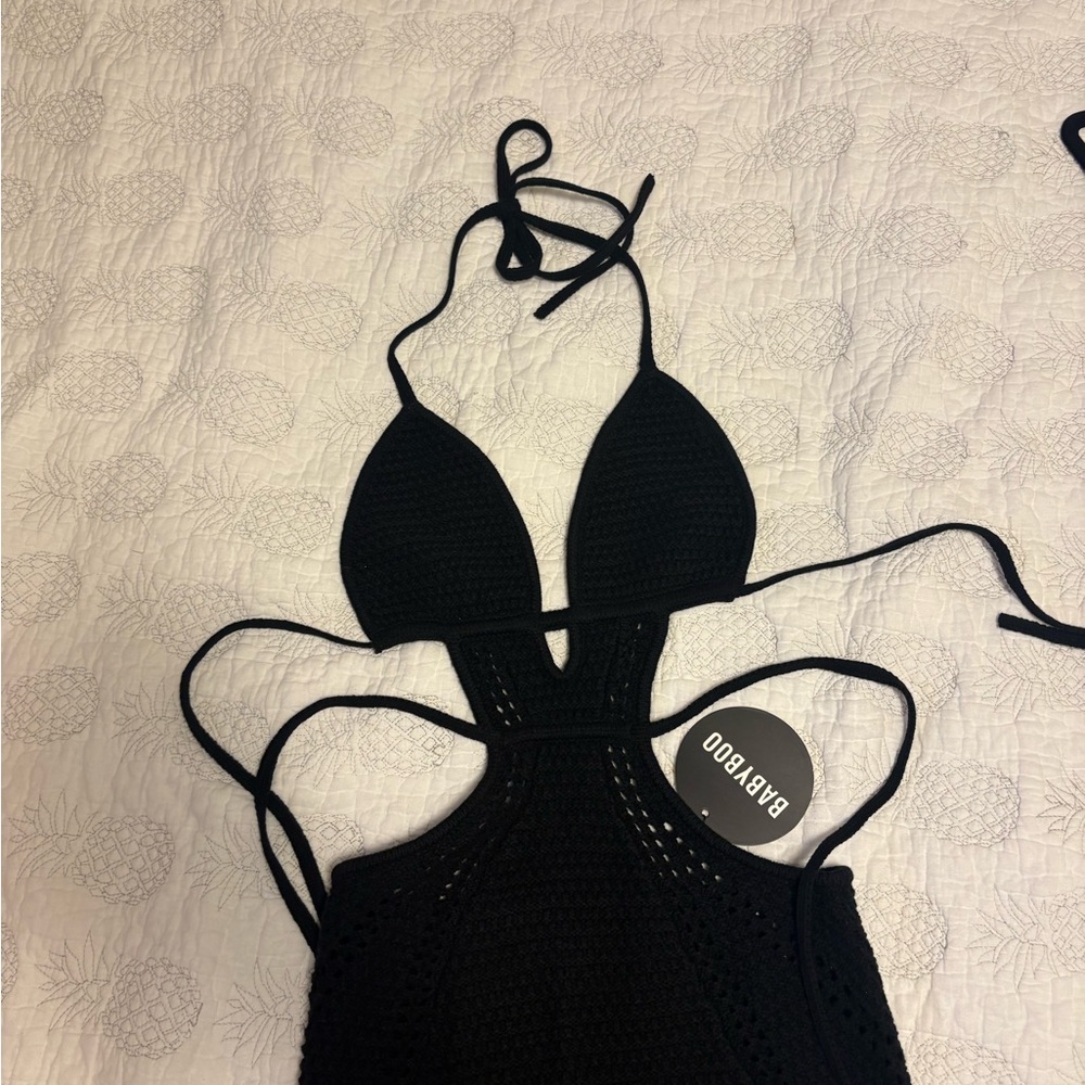 Black Backless Crochet Dress - Picture 4 of 6